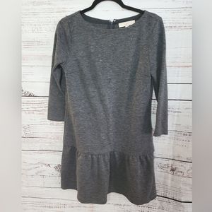 Loft S Drop Waist 3/4 Sleve Gray Dress